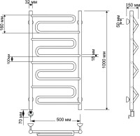 Полотенцесушитель электрический Secado Валенсия 1 105x55 см, подключение слева, бронза, лесенка, латунь
