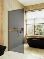 Душевая перегородка Maybahglass MGD-718-3ш 119 см, профиль золото, стекло графит матовое