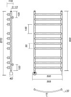 Полотенцесушитель электрический Domoterm Калипсо П10 50x80, левый, бронза