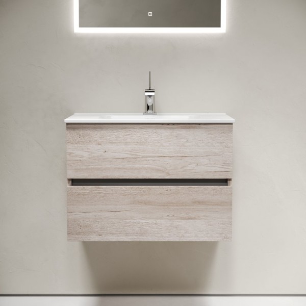 Тумба с раковиной Sancos Urban 70 дуб галифакс натуральный, раковина белая