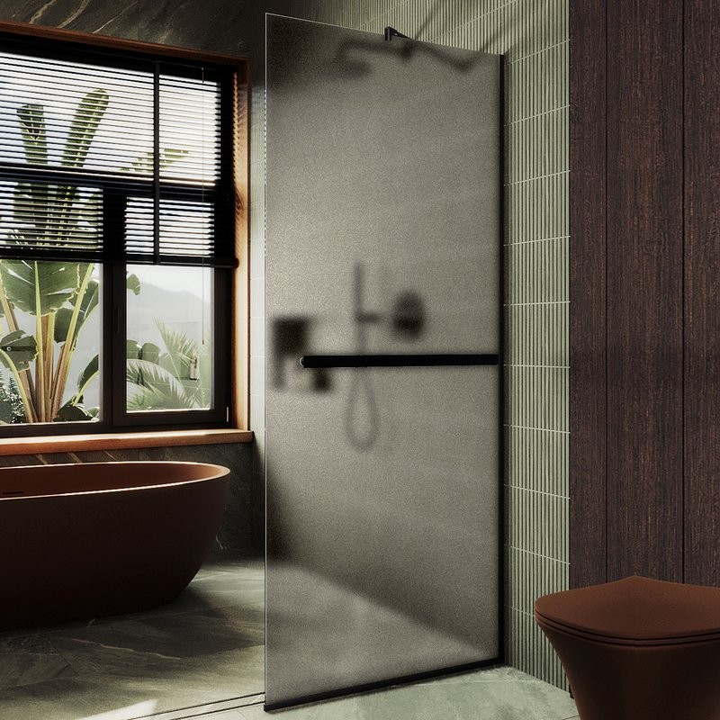 Душевая перегородка Maybahglass MGD-1460-6у 99 см, профиль черный, стекло бронза матовое