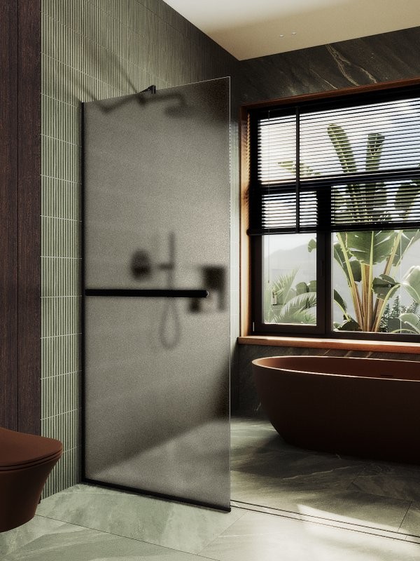 Душевая перегородка Maybahglass MGD-1460-6у 99 см, профиль черный, стекло бронза матовое