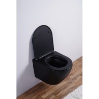 Комплект 3 в 1 Унитаз подвесной Esbano Azalea ESUPAZALBM + Инсталляция Fram + Кнопка ESINMTK60ST цвет сатин