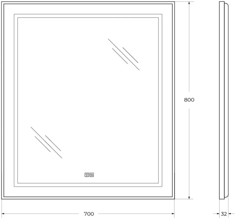 Зеркало BelBagno Kraft 80x70, с подсветкой, с подогревом, сатин