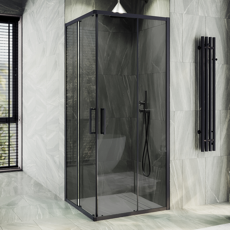 Душевой уголок Maybahglass MGY-1328-6 90х90 см, профиль матовый черный, стекло графит