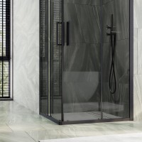 Душевой уголок Maybahglass MGY-1328-6 90х90 см, профиль матовый черный, стекло графит