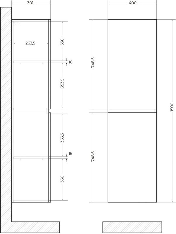 Шкаф-пенал для ванной Art&Max Torino 150 бран