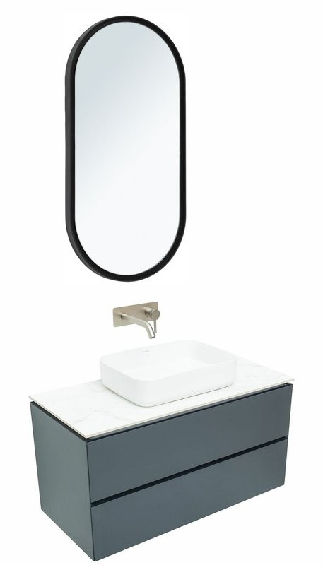 Мебель для ванной комнаты Allen Brau Infinity 100 подвесная, антрацит матовый, столешница мрамор