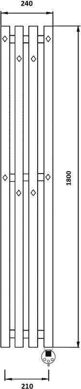Полотенцесушитель электрический Secado Сандриго 4К 1800/210 180x25 см, подключение справа, матовый черный, I-образный