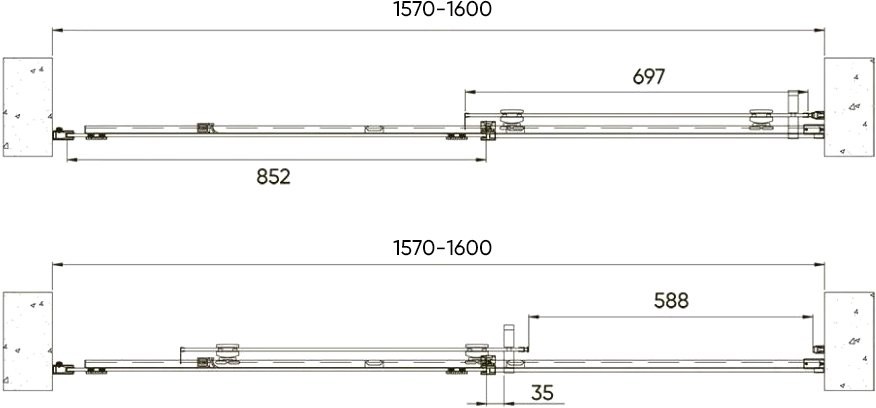 Душевая дверь в нишу Veconi Vianno VN-71 160 см,  профиль хром
