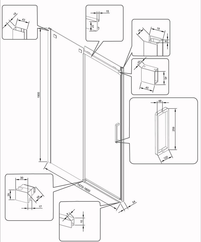 Душевая дверь в нишу Veconi Vianno VN-71 160 см,  профиль хром