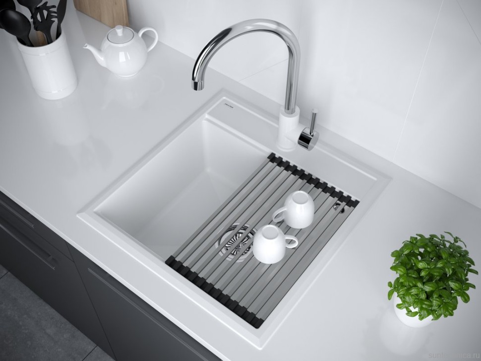 Мойка кухонная Paulmark Stepia + Step PM115051-WH+R375-BS белая