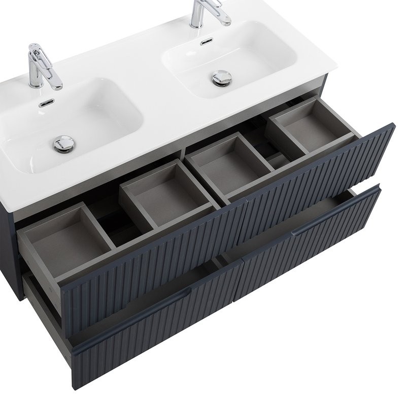 Мебель для ванной комнаты Cezares Duet 120 grafito, раковина Cezares CZR-8095-120-2 двойная