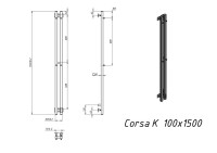 Полотенцесушитель электрический Grota Corsa K NP EL 10х150, с крючками, глянцевый хром