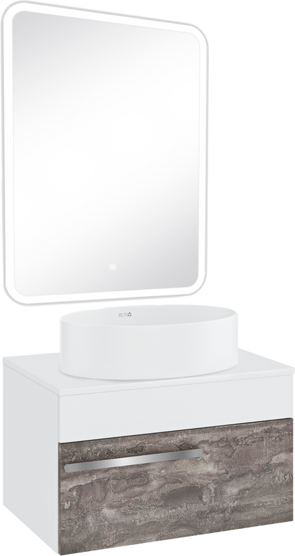 Мебель для ванной комнаты Runo Вудлайн 65 железный камень, раковина Ovale 50