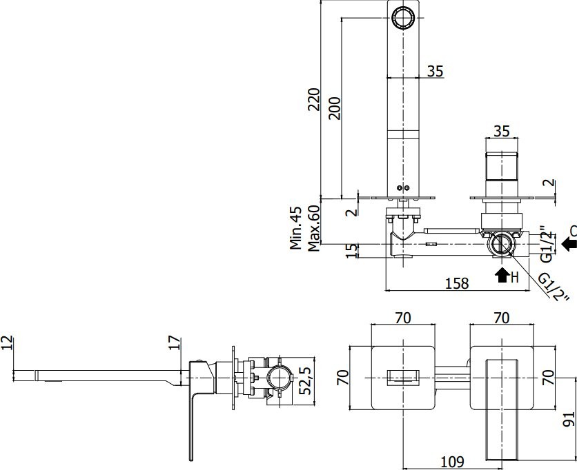 Смеситель для раковины Paffoni Elle EL105CR70 С ВНУТРЕННЕЙ ЧАСТЬЮ хром