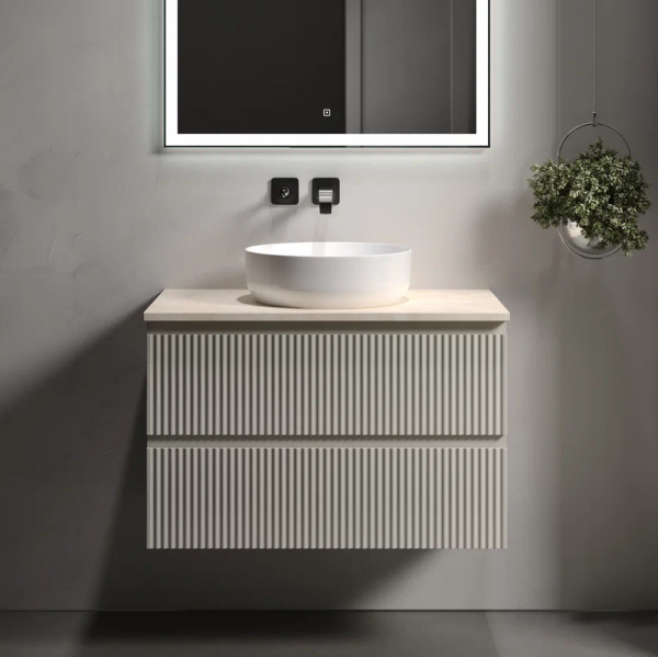 Тумба под раковину со столешницей Sancos Snob R 80 beige soft, столешница бежевая