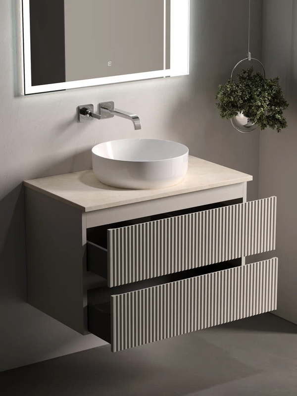 Тумба под раковину со столешницей Sancos Snob R 80 beige soft, столешница бежевая