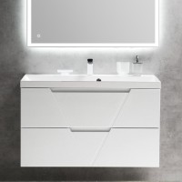 Тумба с раковиной BelBagno Vittoria 100 подвесная, bianco opaco, белая глянцевая раковина