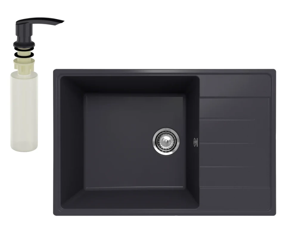 Мойка кухонная Ulgran Quartz Prima 760 космос + дозатор UQ 02 космос