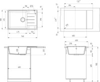Мойка кухонная Ulgran Quartz Prima 760 космос + дозатор UQ 02 космос