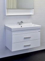 Тумба с раковиной Comforty Никосия 80П подвесная, белый глянец