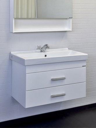 Тумба с раковиной Comforty Никосия 80П подвесная, белый глянец