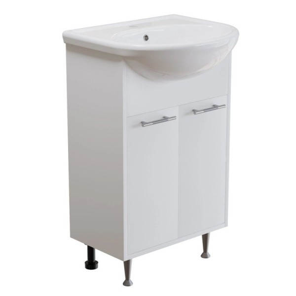 Тумба д/ванной "АлАн-55" белый 2 створки  под раковину Уют-55 (Rosa) (ЛДСП) (разбор)