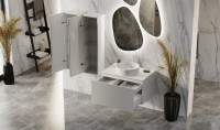 Тумба с раковиной Jorno Stone 80 белая