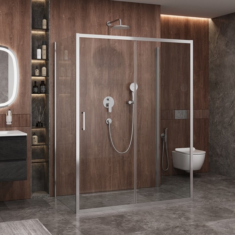 Душевой уголок Cezares Molveno AH-12 140х80 см, профиль хром, стекло прозрачное