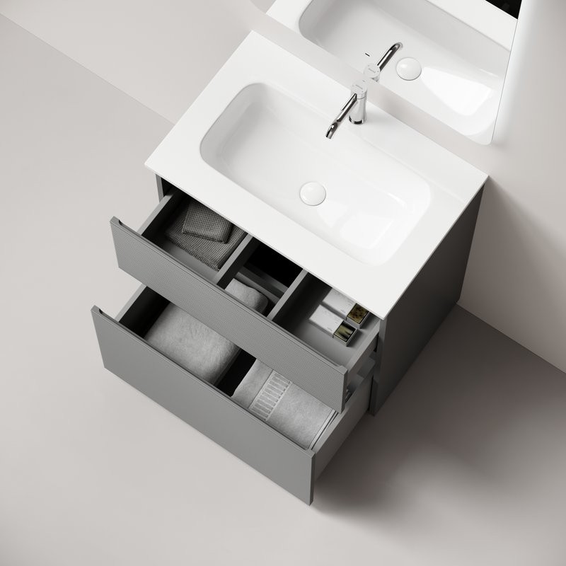 Тумба с раковиной Sancos Folk Floor 70 напольная, ergraut soft, раковина CN7031