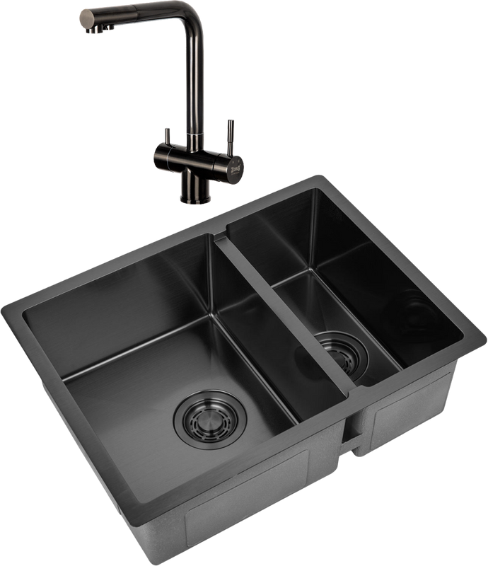 Комплект Мойка Zorg Light ZL R 590-2-510-L GRAFIT L, графит + Смеситель Sanitary SZR-3216 Grafit графит