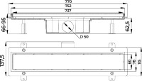 Душевой трап (лоток) под плитку BIELLO 750 с комбинированным затвором (сухим затвором и гидрозатвором)