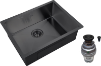 Комплект Мойка Zorg Steel Hummer SH 5844 GRAFIT + Измельчитель ZR-75 D GRAFIT