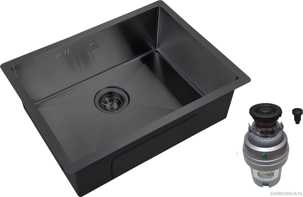 Комплект Мойка Zorg Steel Hummer SH 5844 GRAFIT + Измельчитель ZR-75 D GRAFIT