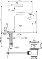Смеситель для раковины Ideal Standard Tyria BC159HS Matt Black Chrome