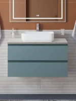 Тумба под раковину со столешницей BelBagno Kraft 80 подвесная, матовая голубая, столешница kep-80-mgl
