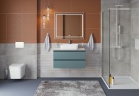 Тумба под раковину со столешницей BelBagno Kraft 80 подвесная, матовая голубая, столешница kep-80-mgl