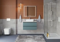Тумба под раковину со столешницей BelBagno Kraft 80 подвесная, матовая голубая, столешница kep-80-mgl