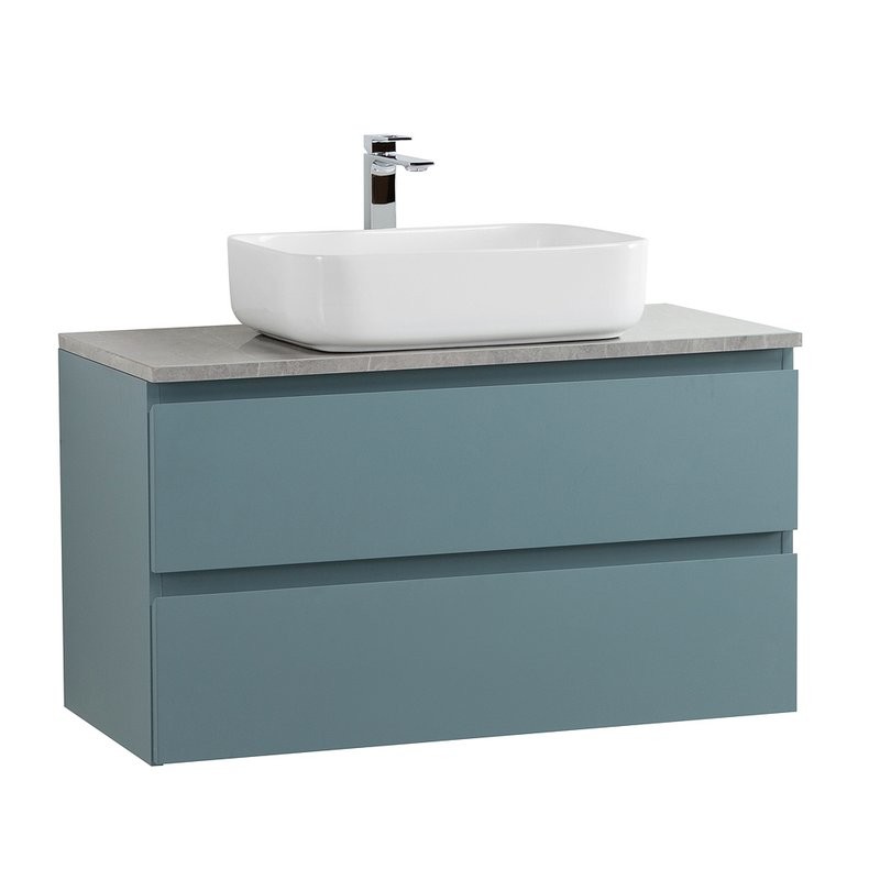 Тумба под раковину со столешницей BelBagno Kraft 80 подвесная, матовая голубая, столешница kep-80-mgl