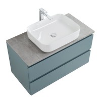 Тумба под раковину со столешницей BelBagno Kraft 80 подвесная, матовая голубая, столешница kep-80-mgl