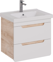 Тумба под раковину Lemark Olivia 65 дуб кантри, белая глянцевая