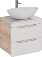 Тумба под раковину Lemark Olivia 65 дуб кантри, белая глянцевая