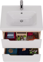 Тумба под раковину Lemark Olivia 65 дуб кантри, белая глянцевая