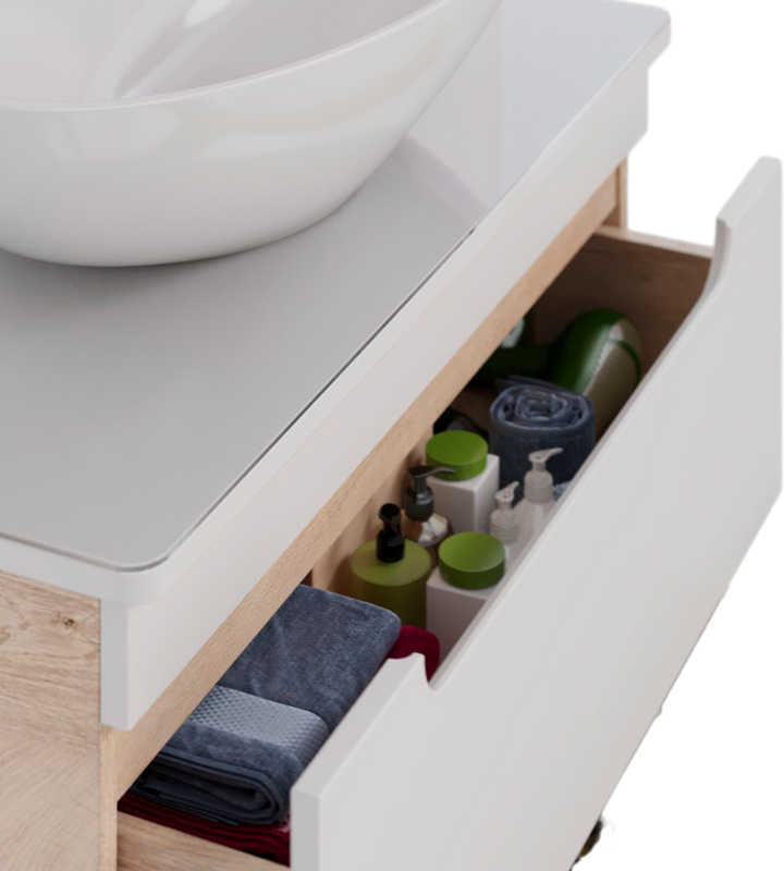 Тумба под раковину Lemark Olivia 65 дуб кантри, белая глянцевая