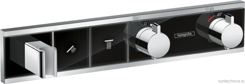 Термостатический смеситель встраиваемый Hansgrohe RainSelect 15355600 для душа, черный - хром