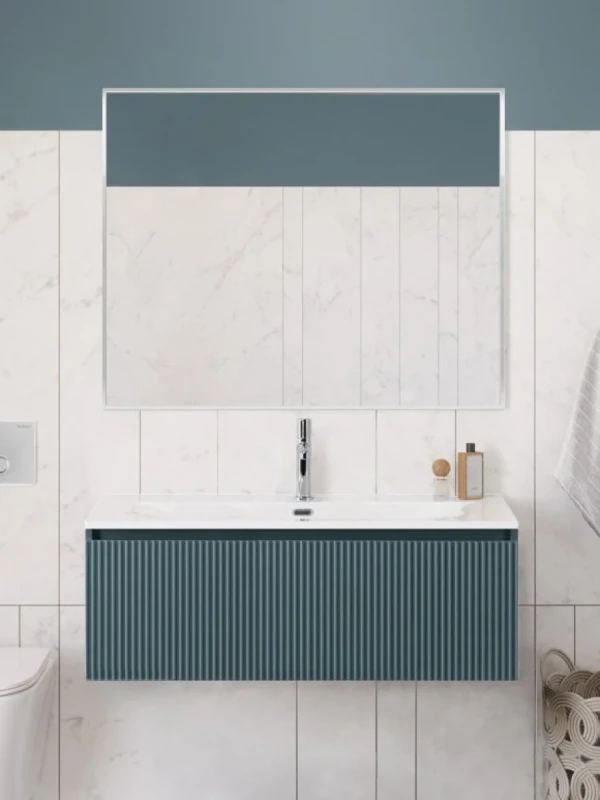 Мебель для ванной комнаты BelBagno Uno 100 подвесная, 1 ящик, матовая голубая