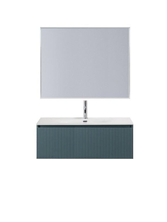 Мебель для ванной комнаты BelBagno Uno 100 подвесная, 1 ящик, матовая голубая