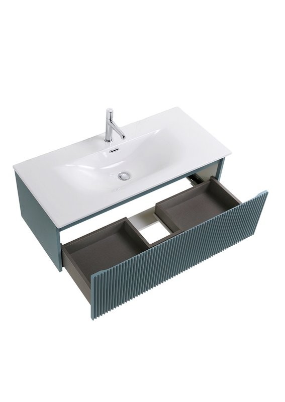 Мебель для ванной комнаты BelBagno Uno 100 подвесная, 1 ящик, матовая голубая