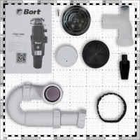 Комплект Мойка Paulmark Gerberg PM254844-BS брашированная нержавеющая сталь + Смеситель Bend Be212066-SS + Измельчитель Bort Titan 7000